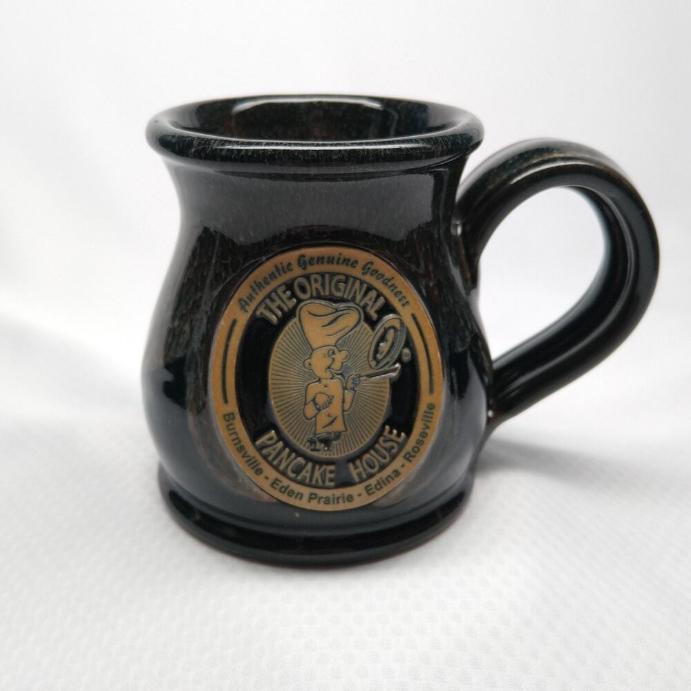 Deneen Pottery Original Pancake House Black Coffee Cup 2017 Edina Roseville MN